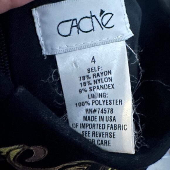 Cache Black & Gold Baroque High-Neck Sleeveless Bodycon Dress – Size 4 - Picture 5 of 5